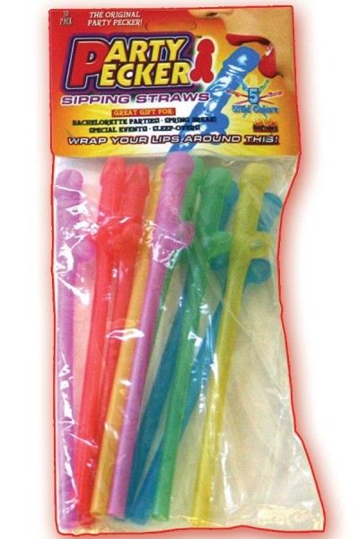 Party Pecker Sipping Straws-10 Pack Asst,